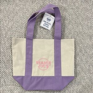 Trader Joe’s mini purple pastel canvas tote bag NWT